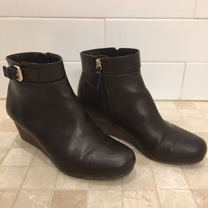 Dr. Scholl’s booties. Brown wedge heel.